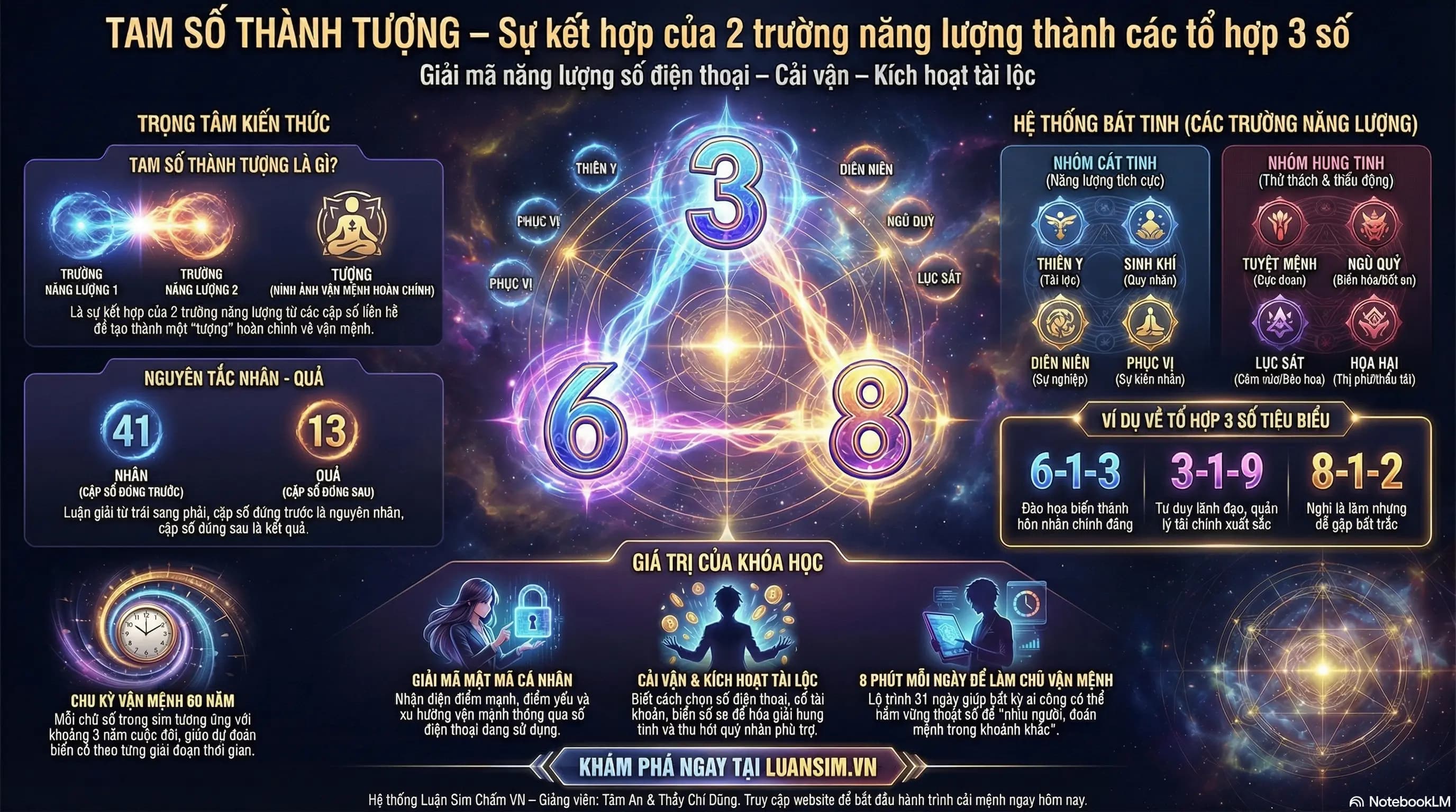 TAM SỐ THÀNH TƯỢNG - SỰ KẾT HỢP CỦA 2 TRƯỜNG NĂNG LƯỢNG THÀNH CÁC TỔ HỢP 3 SỐ